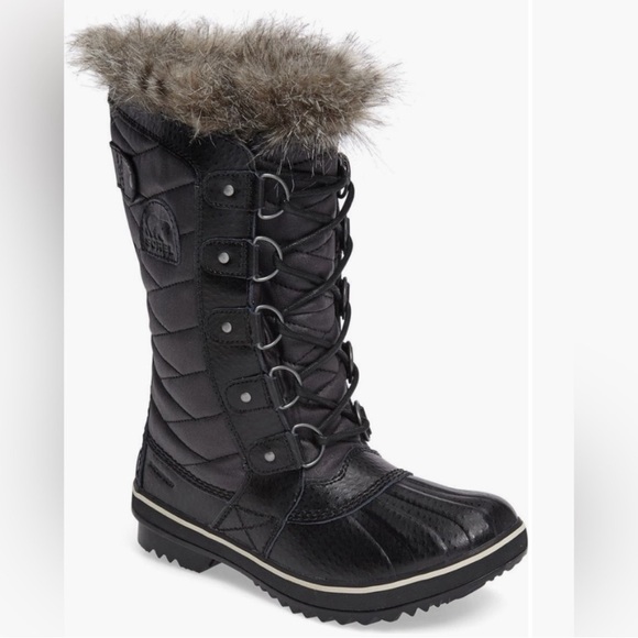 Sorel Shoes - Sorel Women's Tofino II Black Faux Fur-Lined Waterproof Winter Boots - Size 7